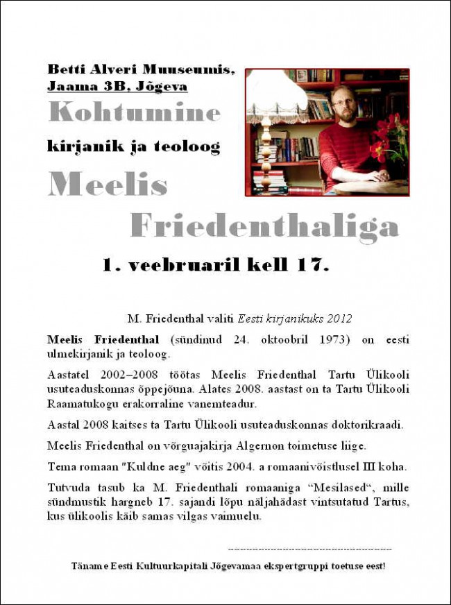 Meelis Friedenthal, 1. veebruar kl 17