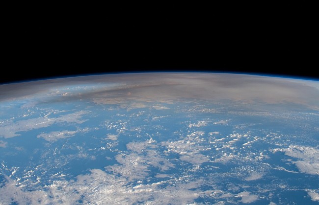 ISS-66 Atmospheric plume from 2022 Hunga Tonga eruption - edited